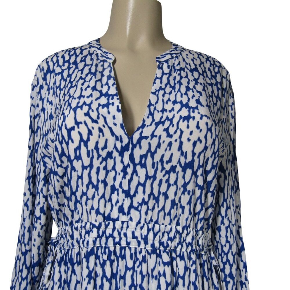 RAILS Blue Cobalt Leopard Tiered Midi Boho Peasan… - image 2